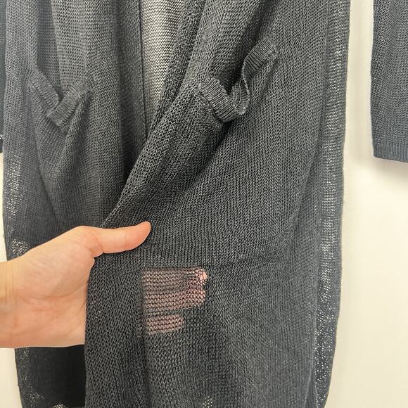 HOLES - J. Jill Women’s Size M Long Sleeve Knit Open Front Linen Blend Cardigan - Picture 3 of 12